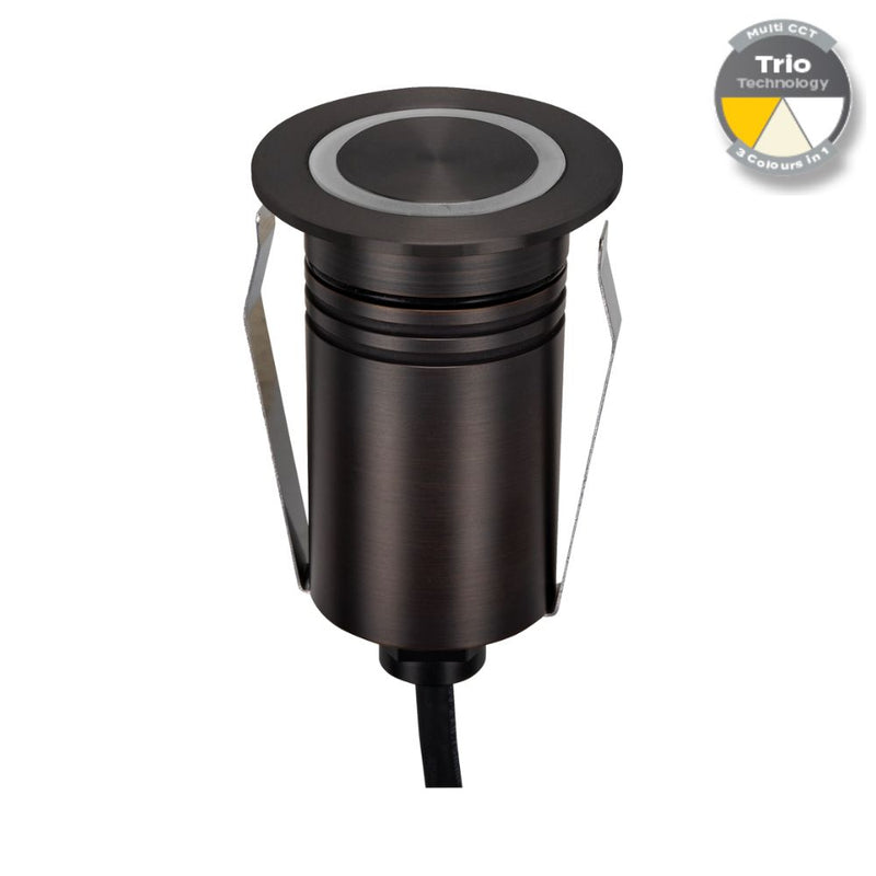 EMIT-55 LED Mini Ring Inground Light 12/24V 2.5W Tri Colour Antique Brass - 10125