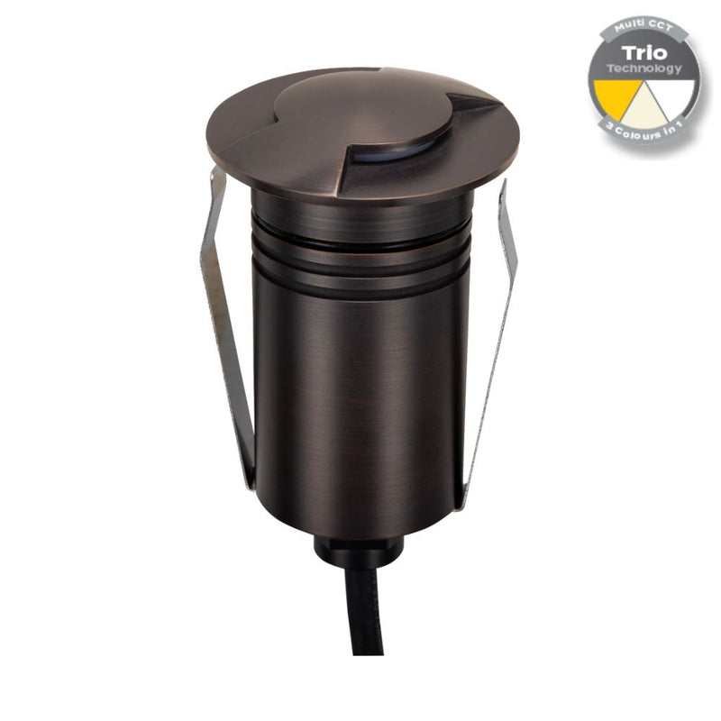 EMIT-55 LED Mini 2-Way Inground Light 12/24V 2.5W Tri Colour Antique Brass - 10121