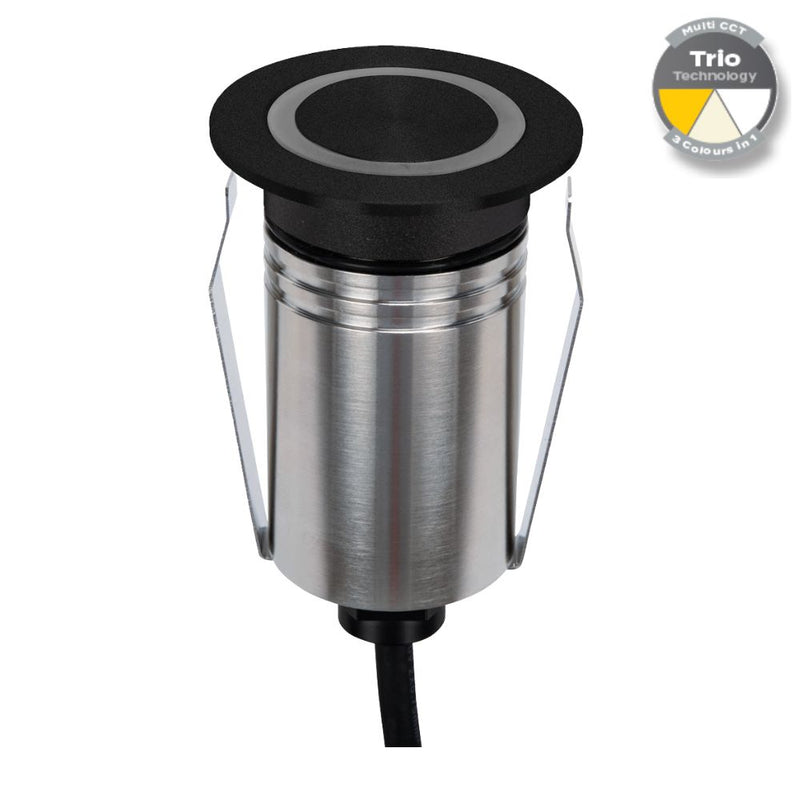EMIT-55 LED Mini Ring Inground Light 12/24V 2.5W Tri Colour Black - 10095