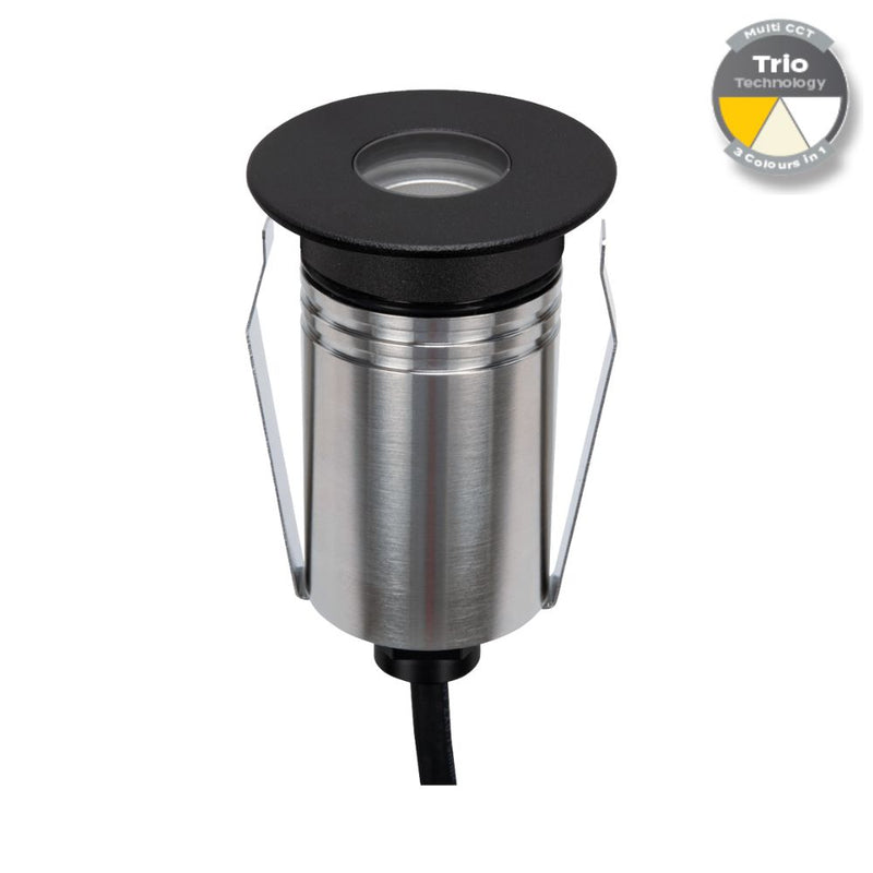 EMIT-55 LED Mini Round Inground Light 12/24V 2.5W Tri Colour Black - 10087