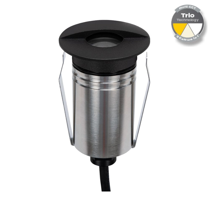 EMIT-55 LED Mini Eyelid Inground Light 12/24V 2.5W Tri Colour Black - 10089