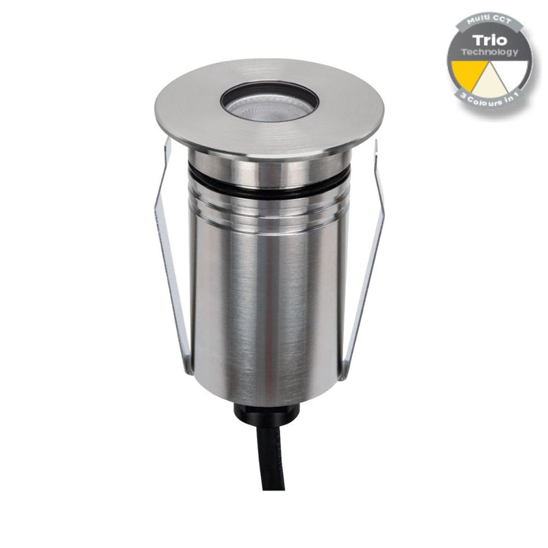 EMIT-55 LED Mini Round Inground Light 12/24V 2.5W Tri Colour Stainless Steel - 10097