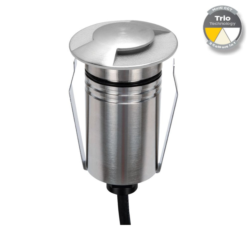 EMIT-55 LED Mini 2-Way Inground Light 12/24V 2.5W Tri Colour Stainless Steel - 10101