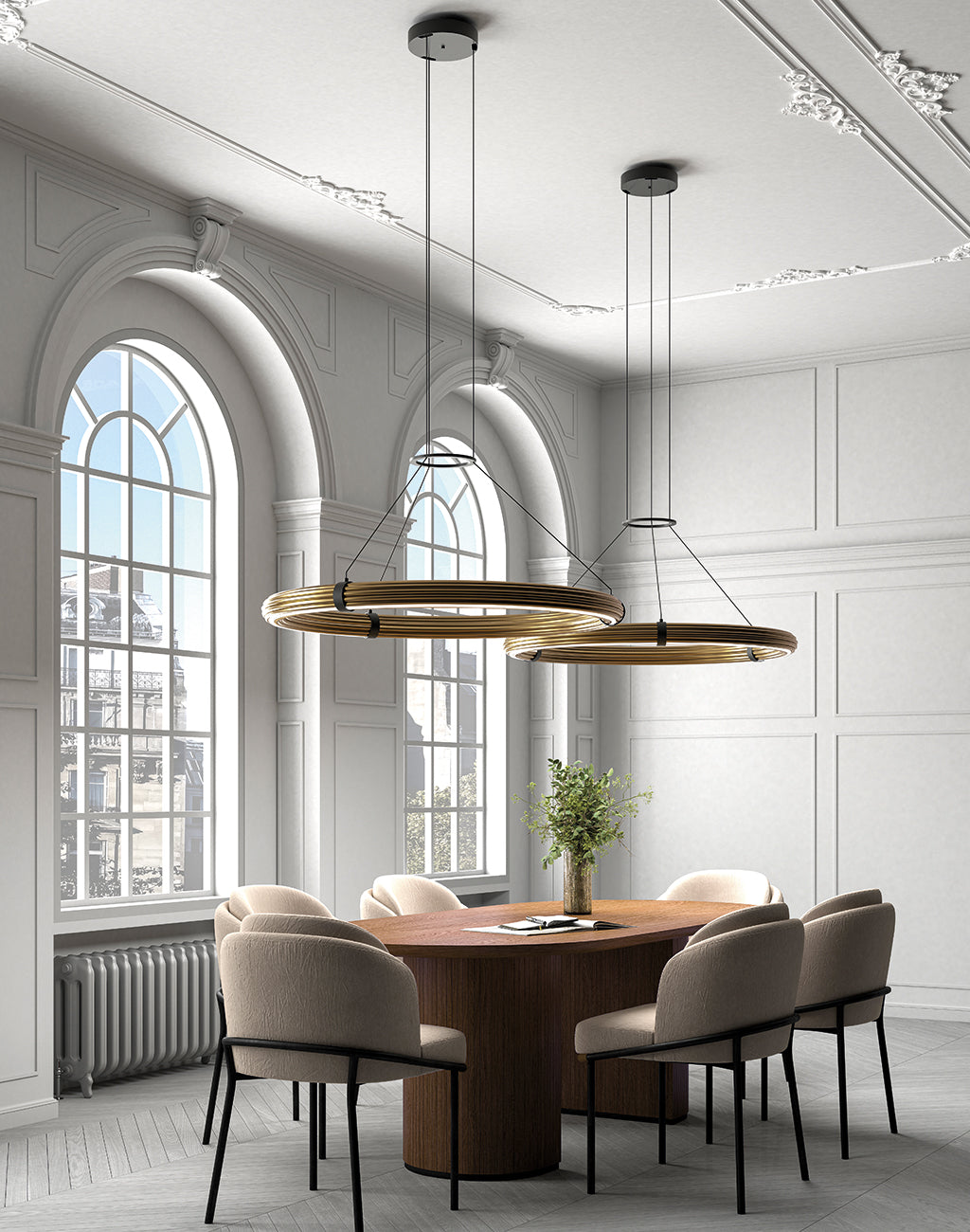 Elli LED Pendant 30W CCT Matte Black or Antique Gold
