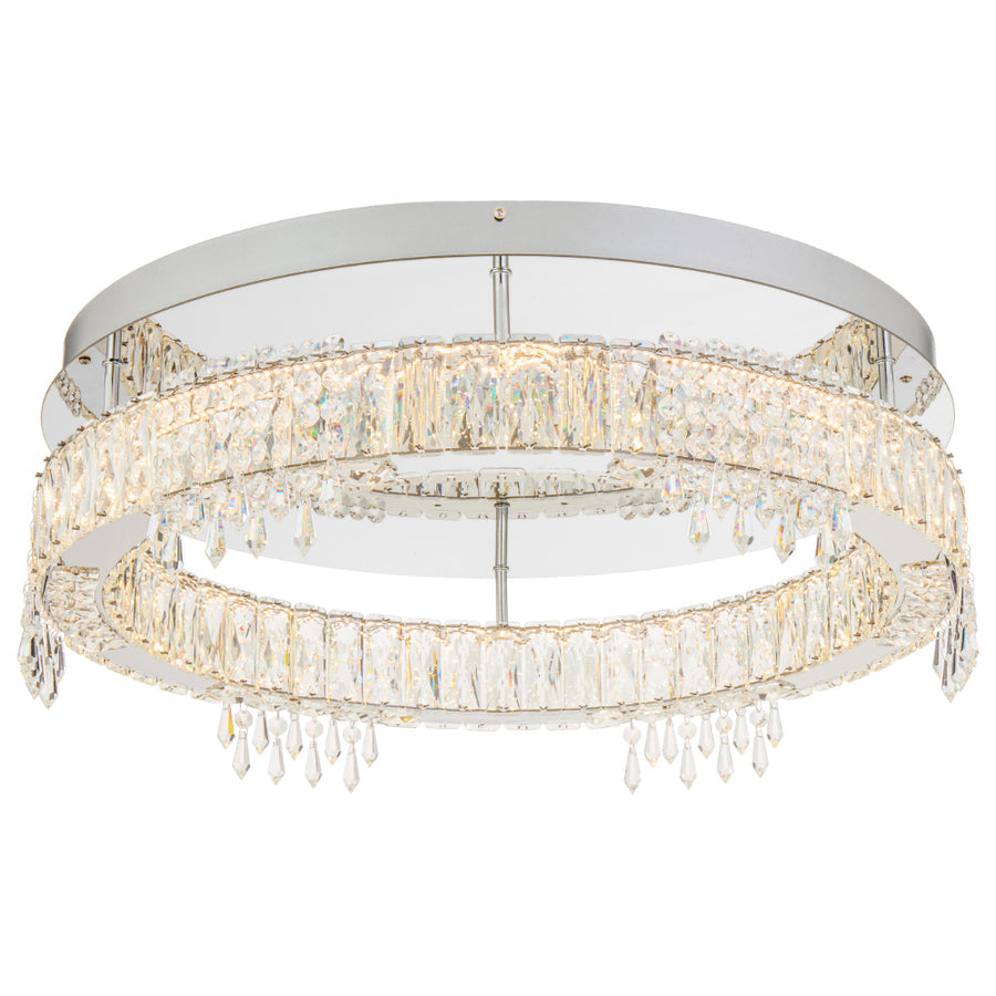 Erika LED 600mm Ceiling Crystal Pendent 45W Tri Colour Chrome & Crystal - ERIKA CTC60-CH