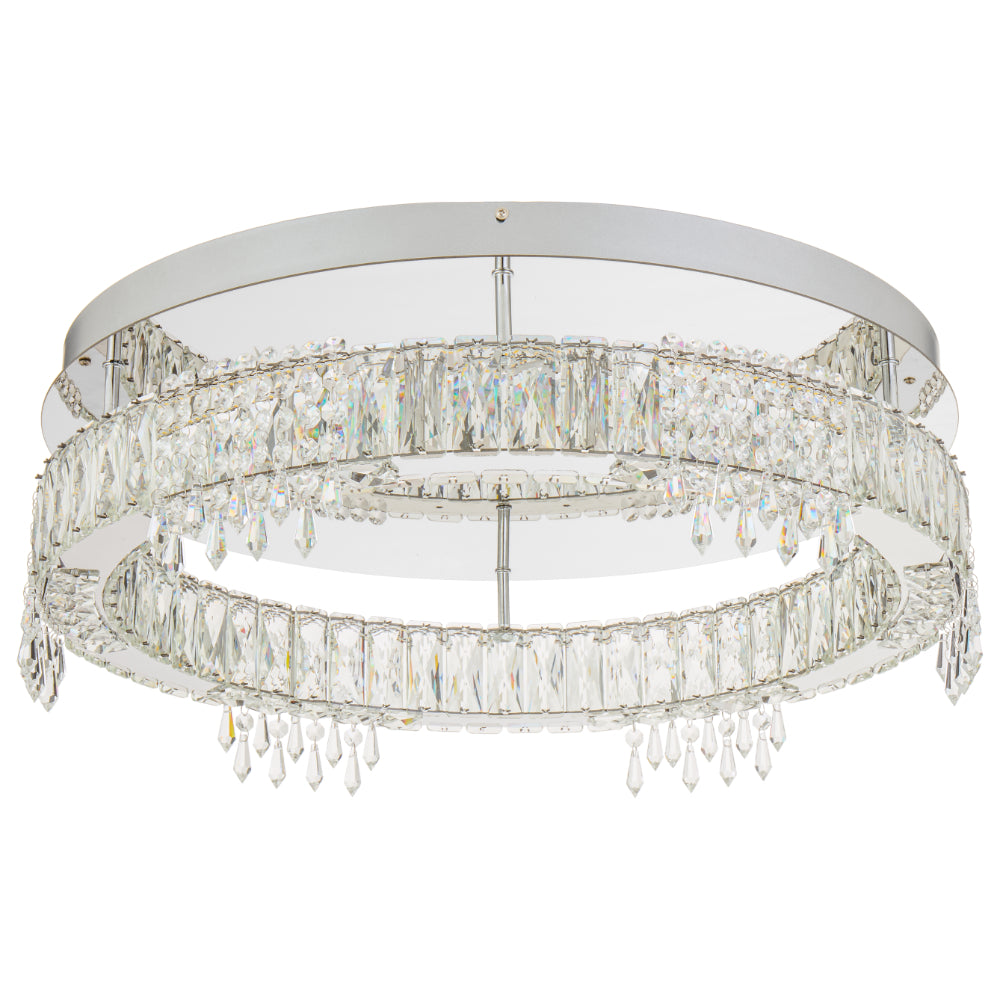 Erika LED 600mm Ceiling Crystal Pendent 45W Tri Colour Chrome & Crystal - ERIKA CTC60-CH