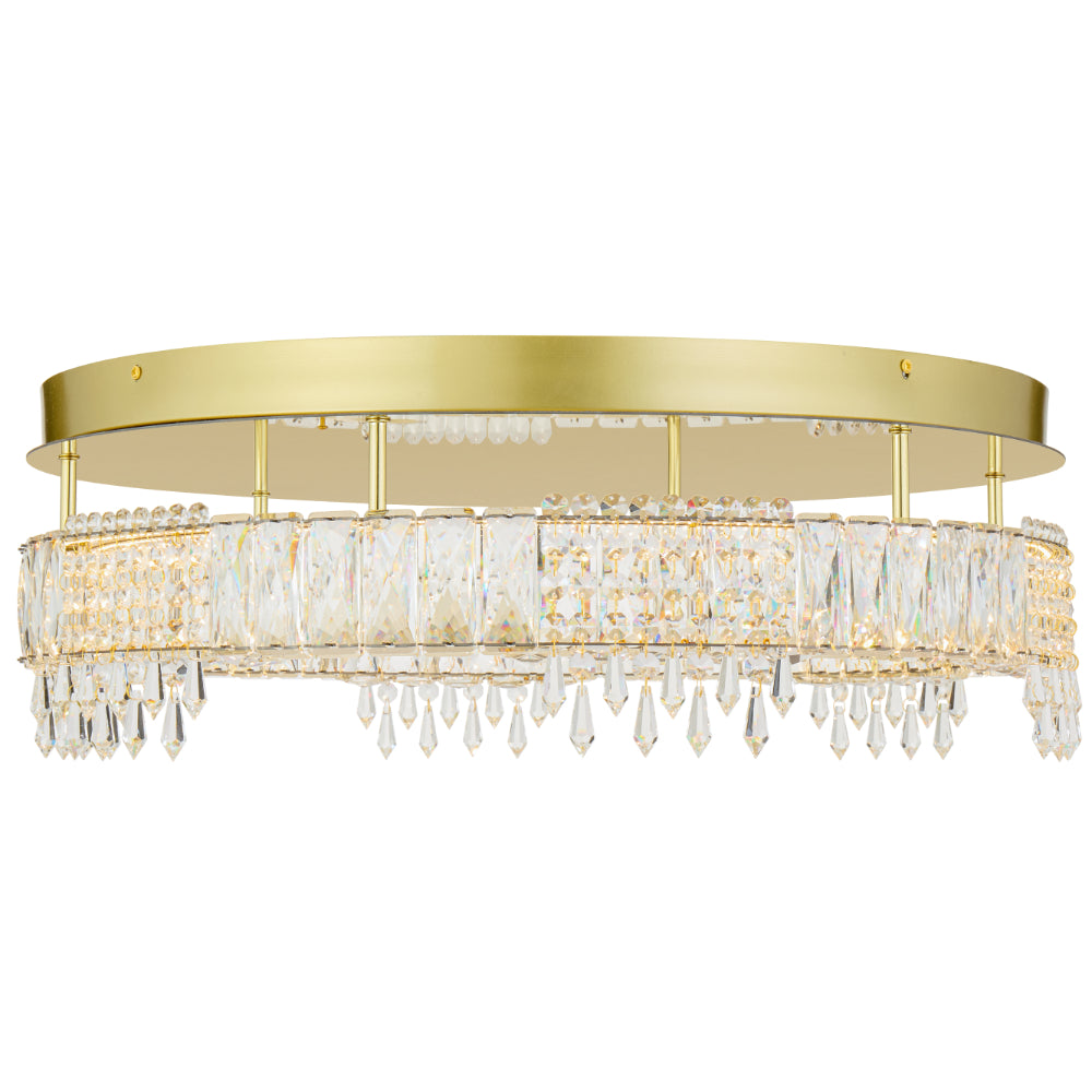Erika LED 600mm Ceiling Crystal Pendent 45W Tri Colour Gold & Crystal - ERIKA CTC60-GD