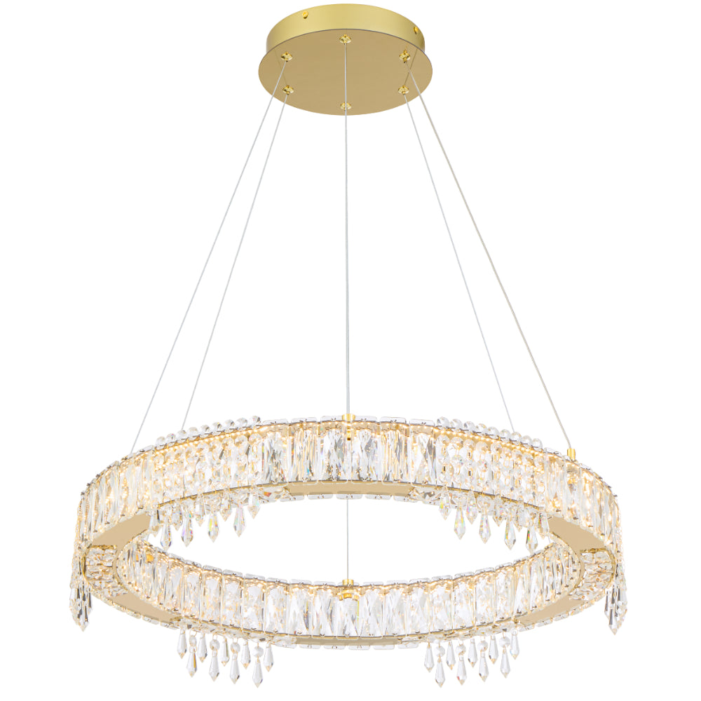 Erika LED Pendant 46W Tri Colour Gold & Crystal - ERIKA PE1T-GD
