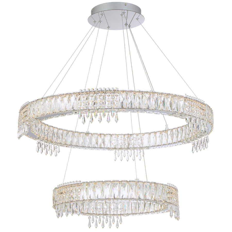 Erika LED 2 Tier Pendant 74W Tri Colour Chrome & Crystal - ERIKA PE2T-CH