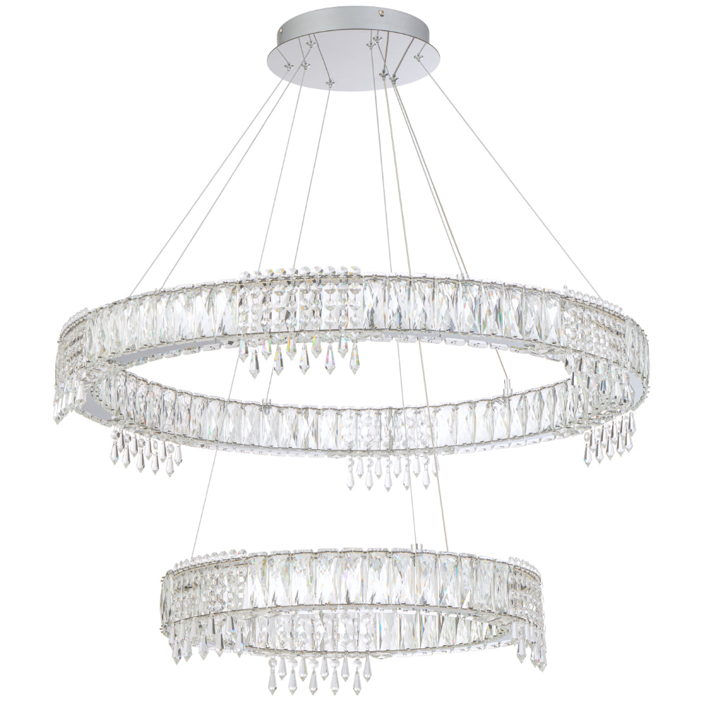 Erika LED 2 Tier Pendant 74W Tri Colour Chrome & Crystal - ERIKA PE2T-CH