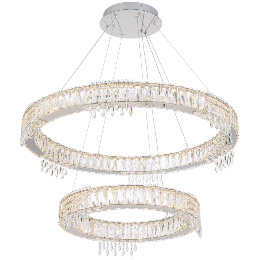 Erika LED 2 Tier Pendant 74W Tri Colour Chrome & Crystal - ERIKA PE2T-CH