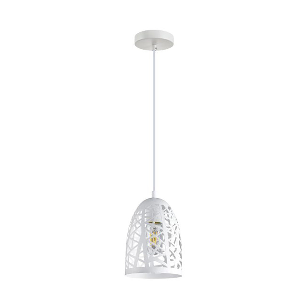 Buy Pendant Lights Australia Interior Iron Cage Ellipse Shape 1 Light Pendant White - ESCAMA2