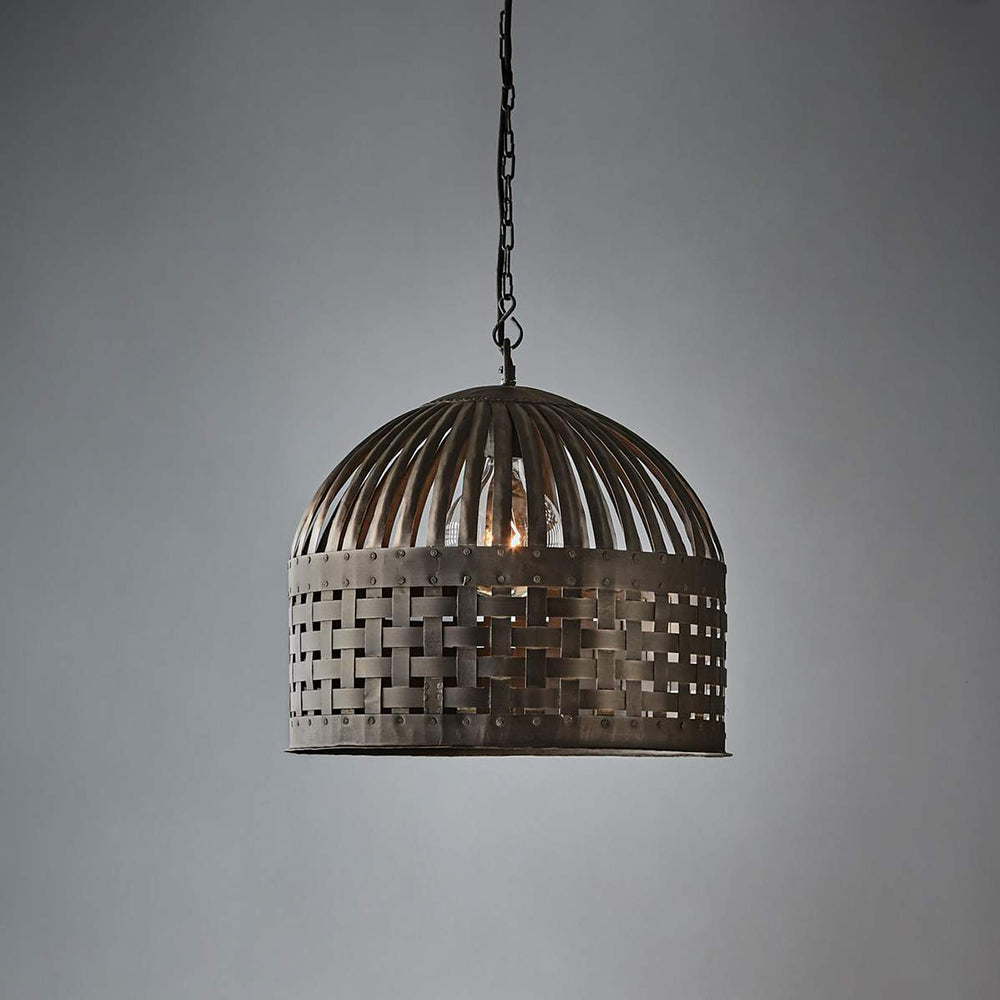 Buy Pendant Lights Australia Esch 1 Light Woven Iron Strips Medium Pendant Antique Black - ZAF10408