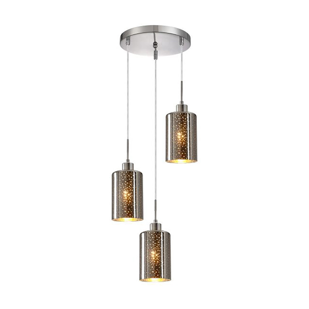Buy Cluster Pendants Australia Interior Iron & Chrome Glass With Dotted Effect 3 Light Cluster Pendant - ESPEJO3X3R