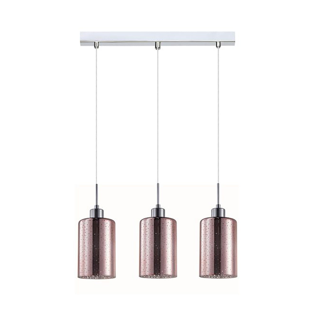 Buy Island Pendant Lights Australia Interior Iron & Rose Gold Glass With Dotted Effect 3 Light Island Pendant - ESPEJO4X3S