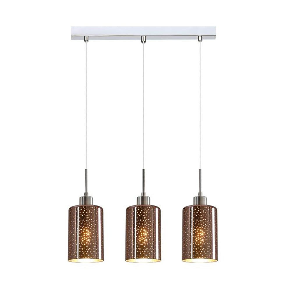 Buy Island Pendant Lights Australia Interior Iron & Rose Gold Glass With Dotted Effect 3 Light Island Pendant - ESPEJO4X3S