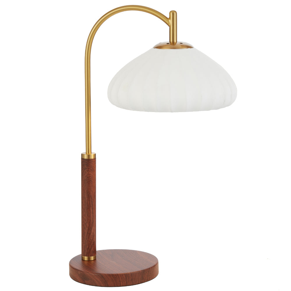 Estova Table Lamp Walnut, White & Antique Gold - ESTOVA TL-WDAG
