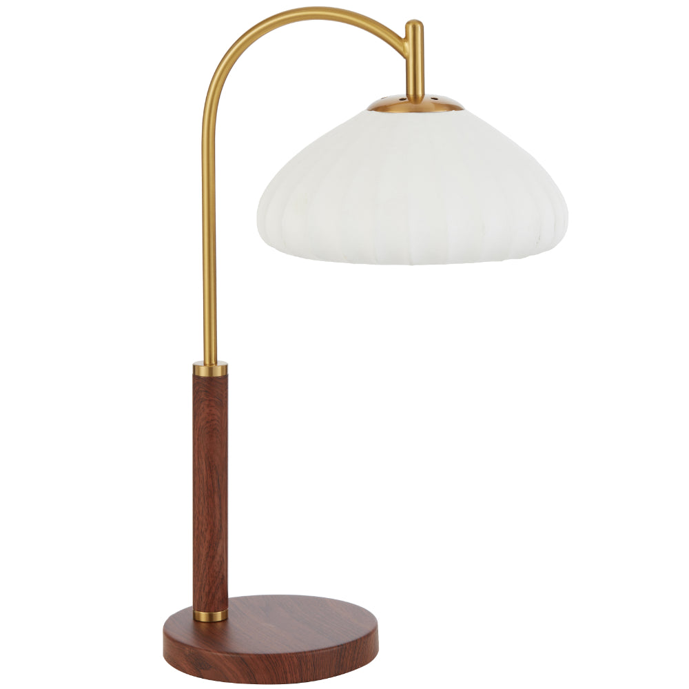 Estova Table Lamp Walnut, White & Antique Gold - ESTOVA TL-WDAG