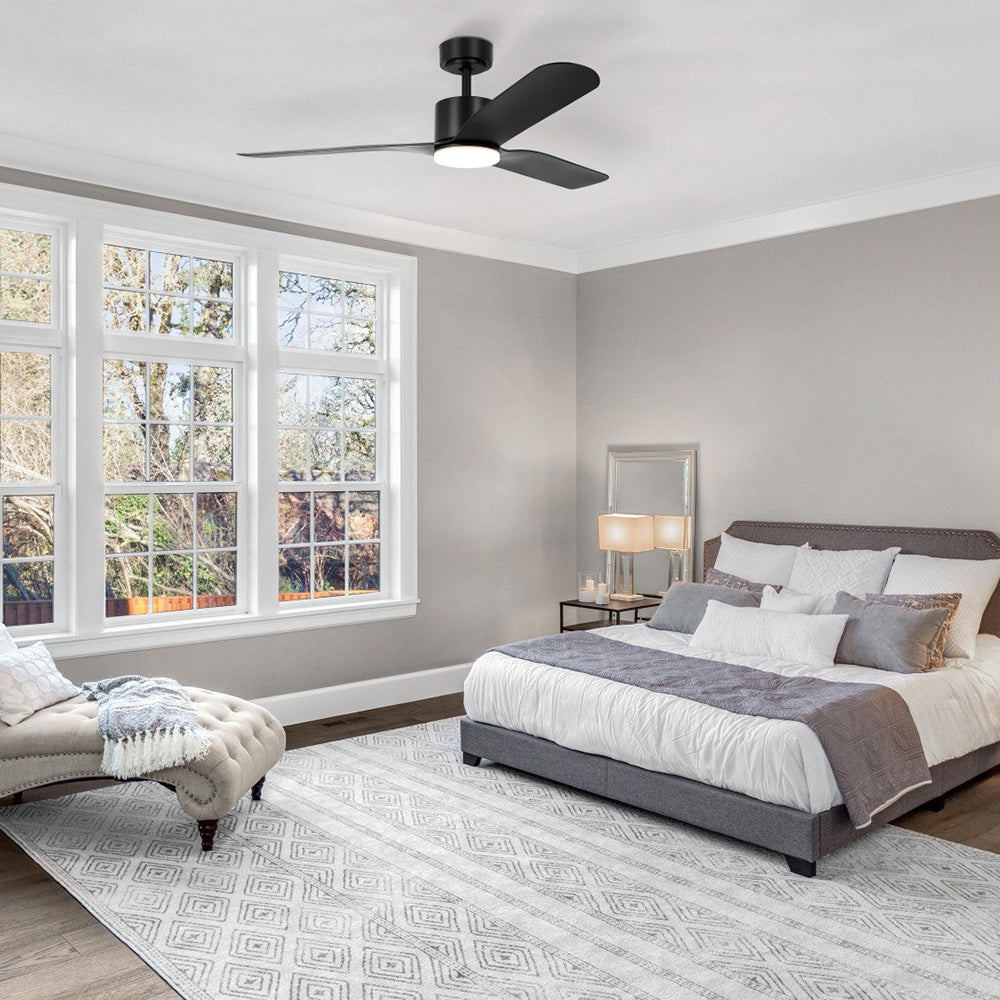 Buy DC Ceiling Fans With Light Australia ILUKA DC Ceiling Fan 60" Matt Black With LED - 20538102