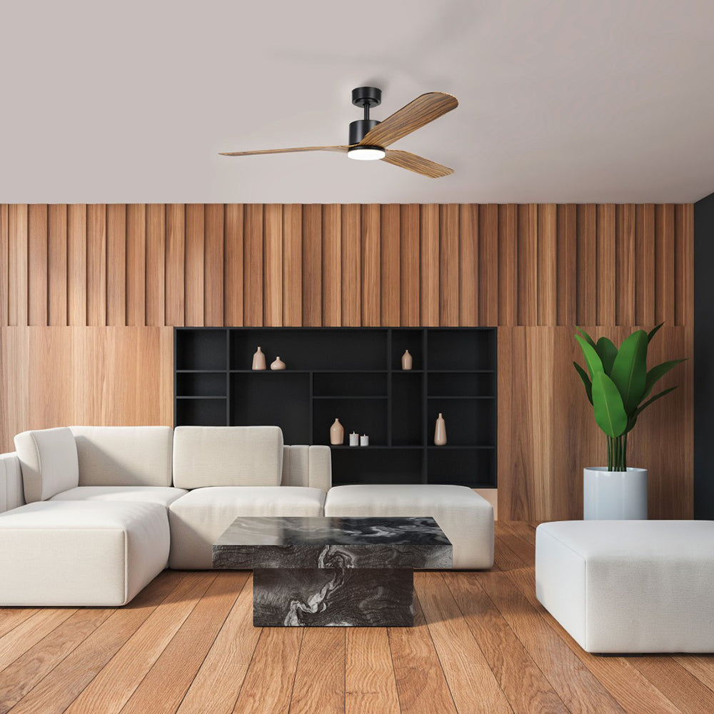 Buy DC Ceiling Fans With Light Australia ILUKA DC Ceiling Fan 52" Black & Wood With LED - 20537815