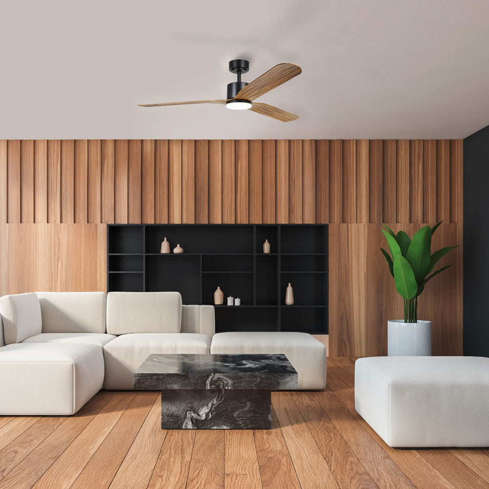 Buy DC Ceiling Fans With Light Australia ILUKA DC Ceiling Fan 60" Black & Wood With LED - 20538115