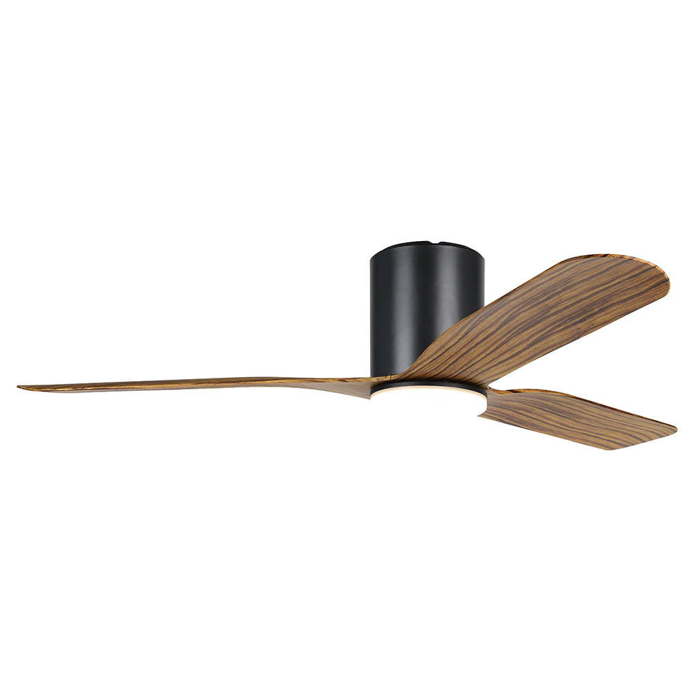 Buy DC Ceiling Fans With Light Australia ILUKA Hugger DC Ceiling Fan 52" Black & Wood With LED - 20538315