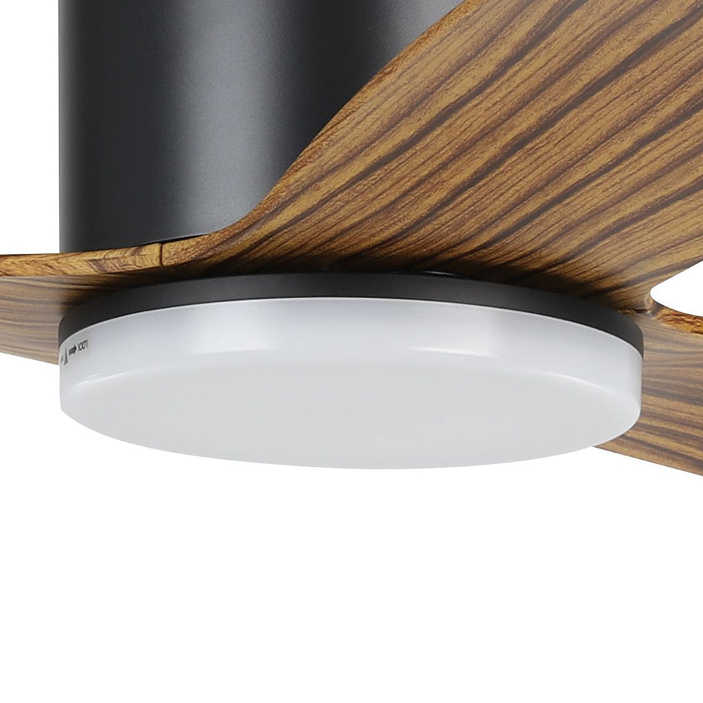 Buy DC Ceiling Fans With Light Australia ILUKA Hugger DC Ceiling Fan 60" Black & Wood With LED - 20538515