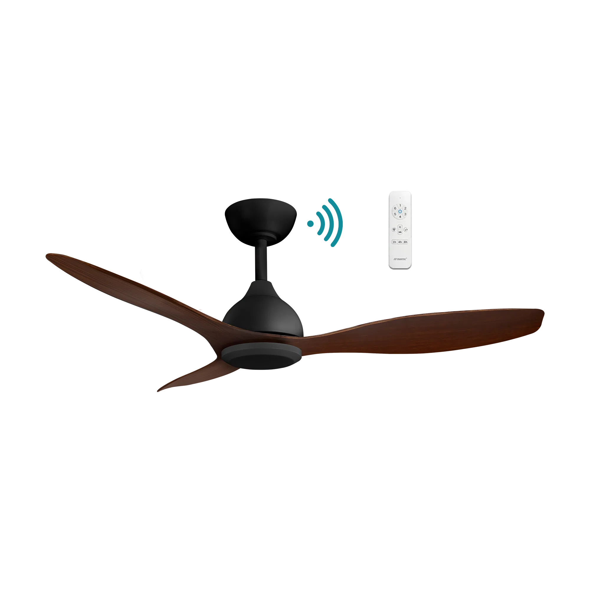 Elite DC Ceiling Fan 52" 3 Blade Matt Black & Walnut With WIFI Remote - MEDC133MW