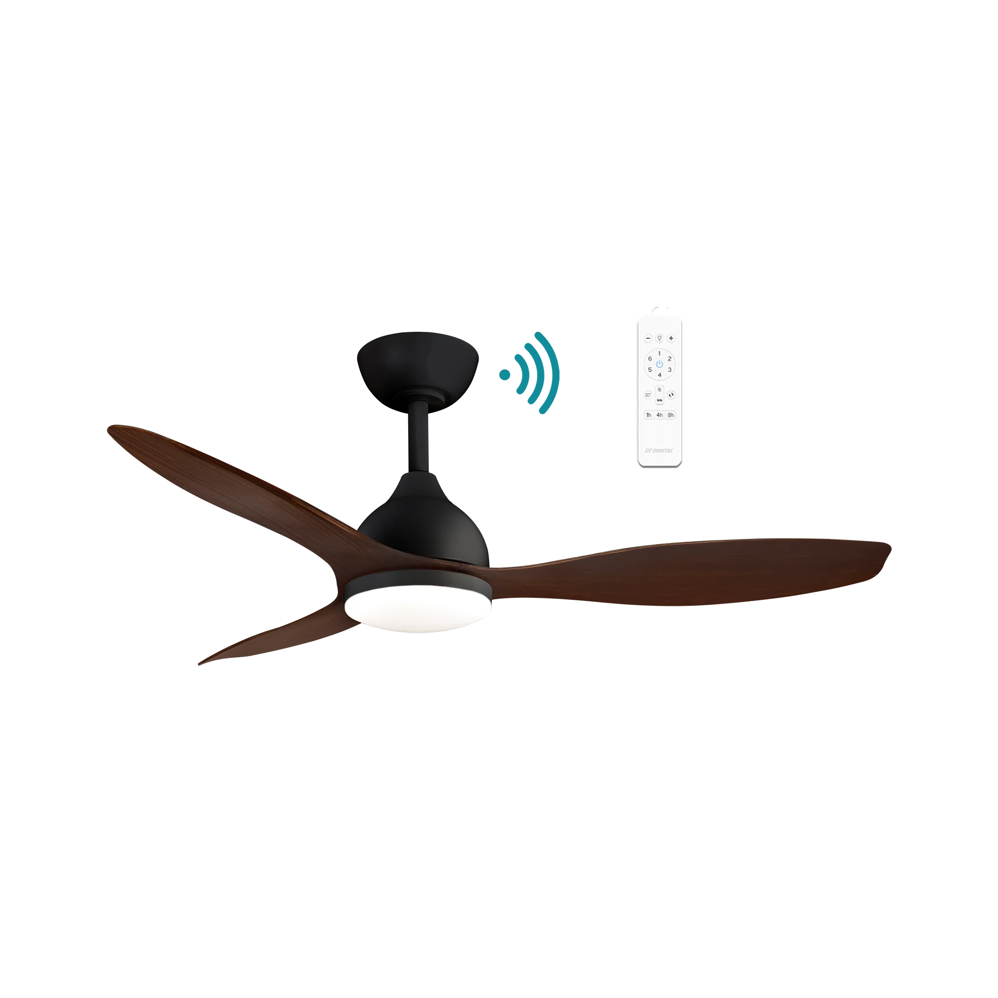 Elite DC Ceiling Fan With LED Light 52" 3 Blade Matt Black & Walnut With WIFI Remote - MEDC1333MW