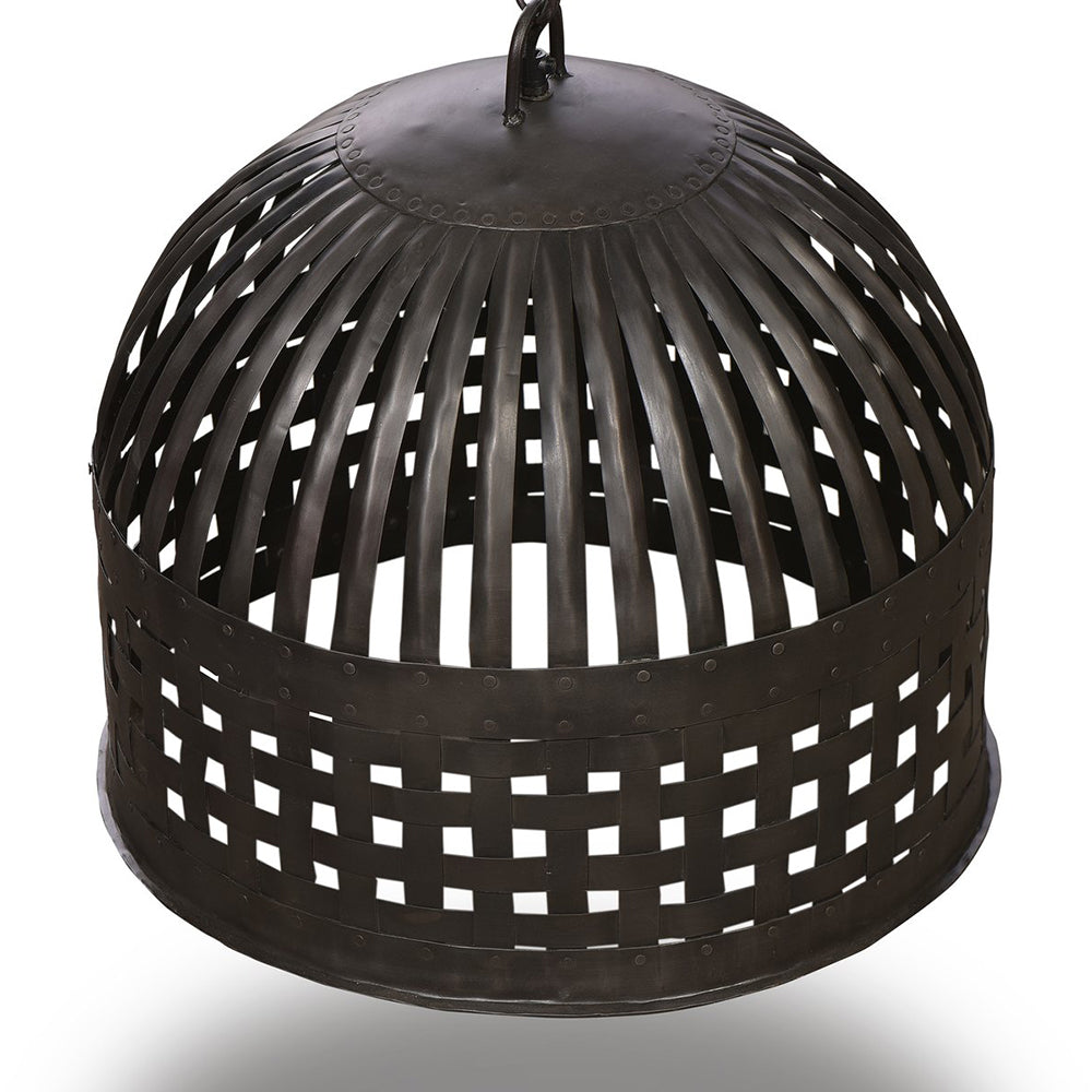 Buy Pendant Lights Australia Esch 1 Light Woven Iron Strips Medium Pendant Antique Black - ZAF10408