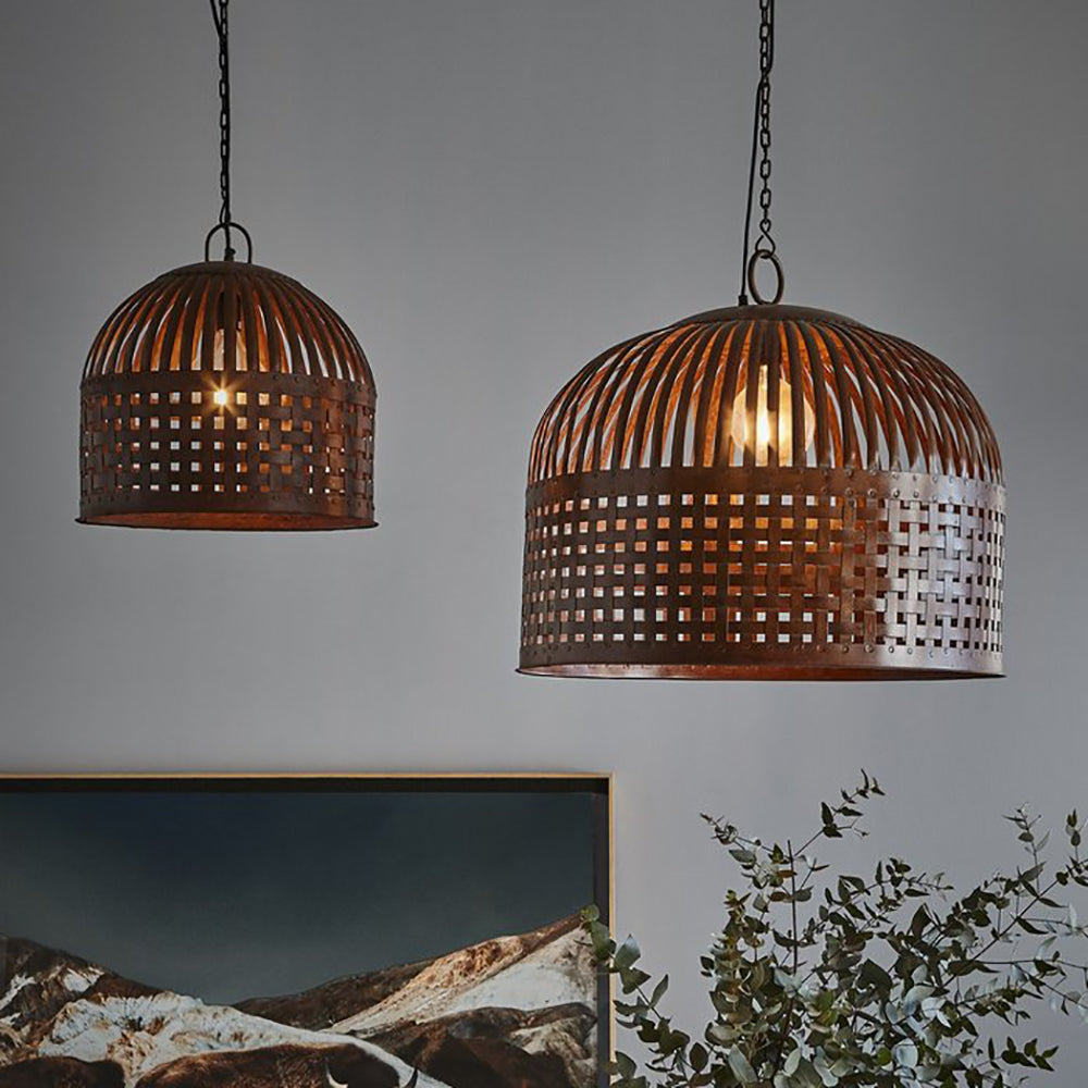 Buy Pendant Lights Australia Esch 1 Light Woven Iron Strips Large Pendant Rust - ZAF10108RU