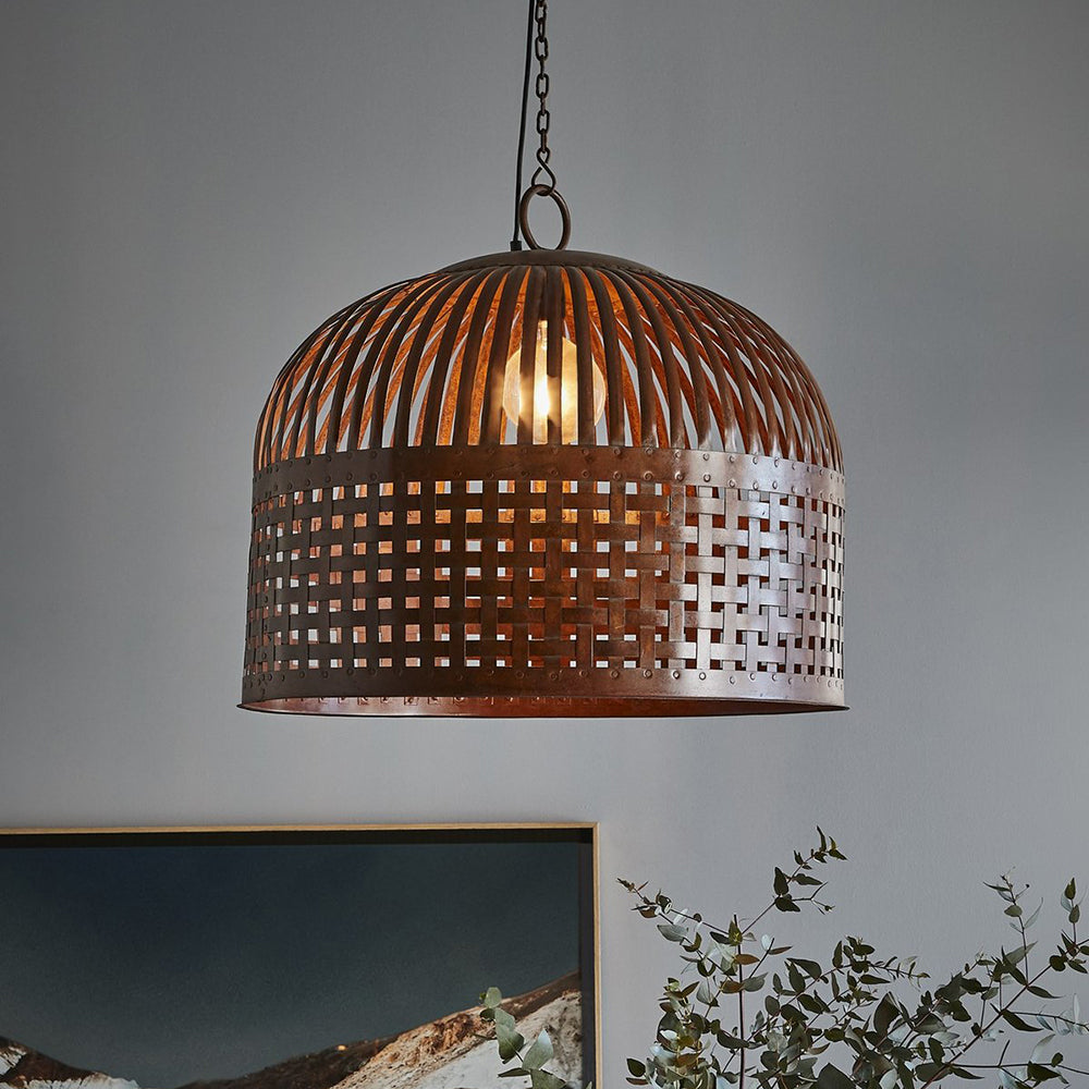 Buy Pendant Lights Australia Esch 1 Light Woven Iron Strips Large Pendant Rust - ZAF10108RU