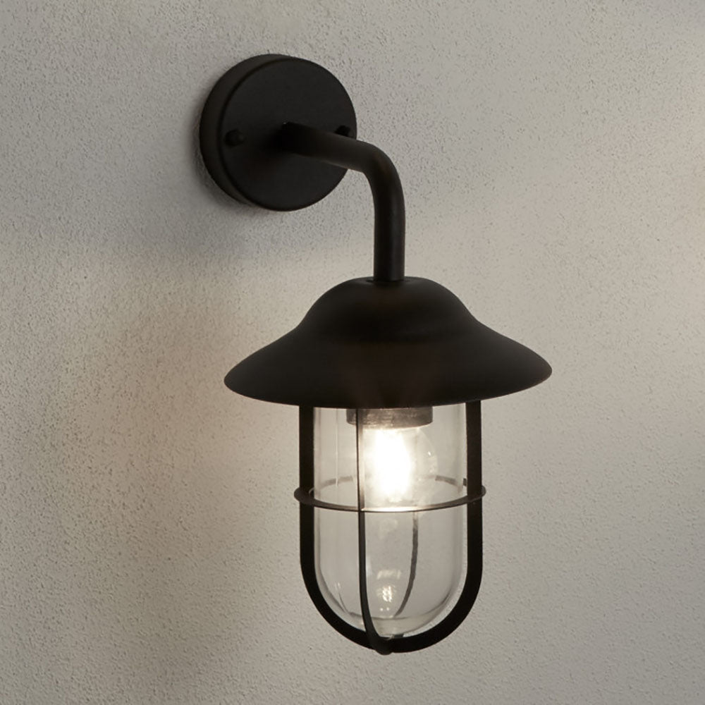 Buy Exterior Wall Lights Australia Davenport Exterior Wall Light Clear / Black Metal - F3291-BL