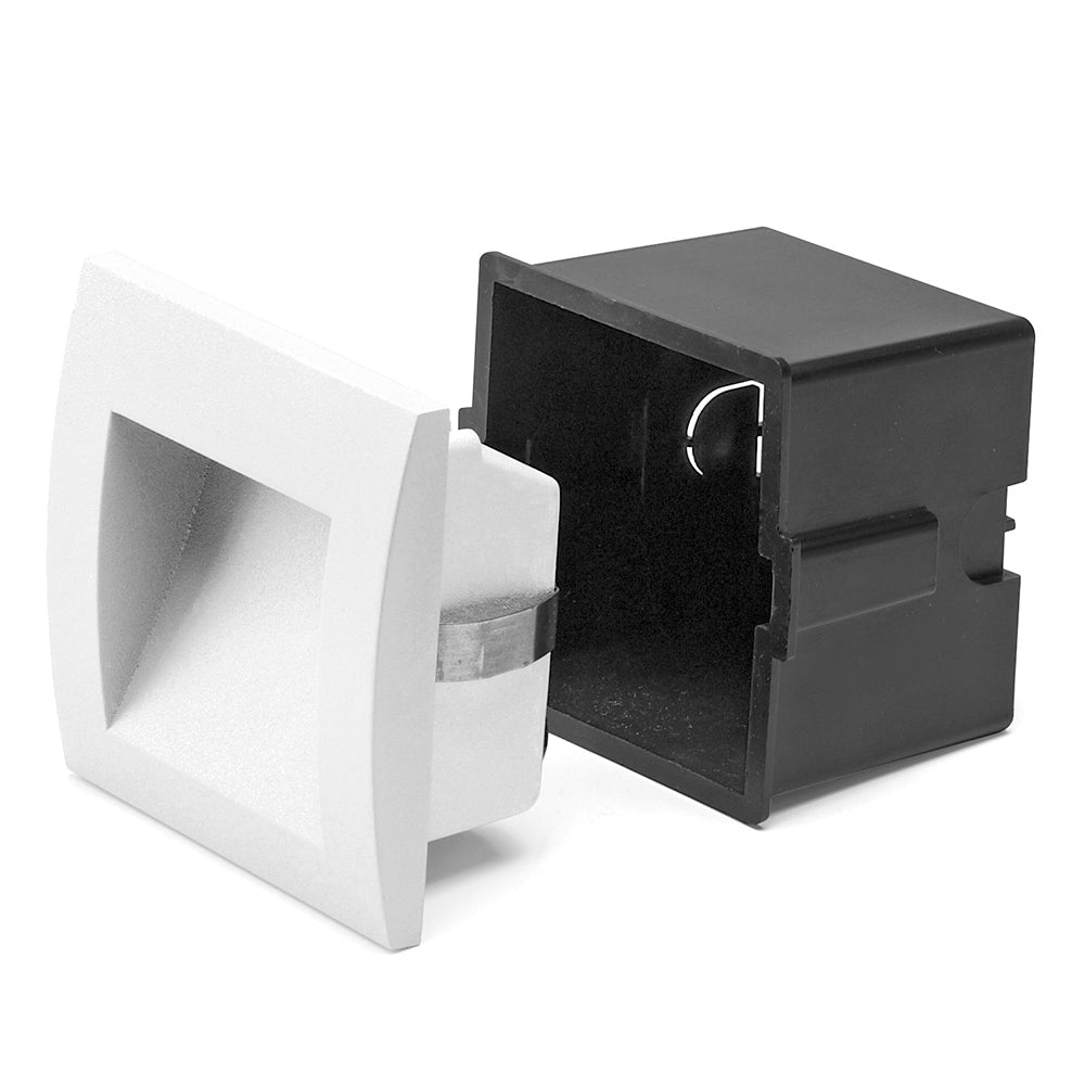 Square Outdoor Step Light 1W White Aluminium 3000K - F6601-WH