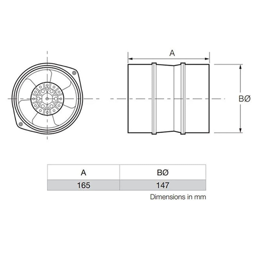 Buy Duct Mounted Fans Australia In-Line Axial Fan 150mm FANMTP132