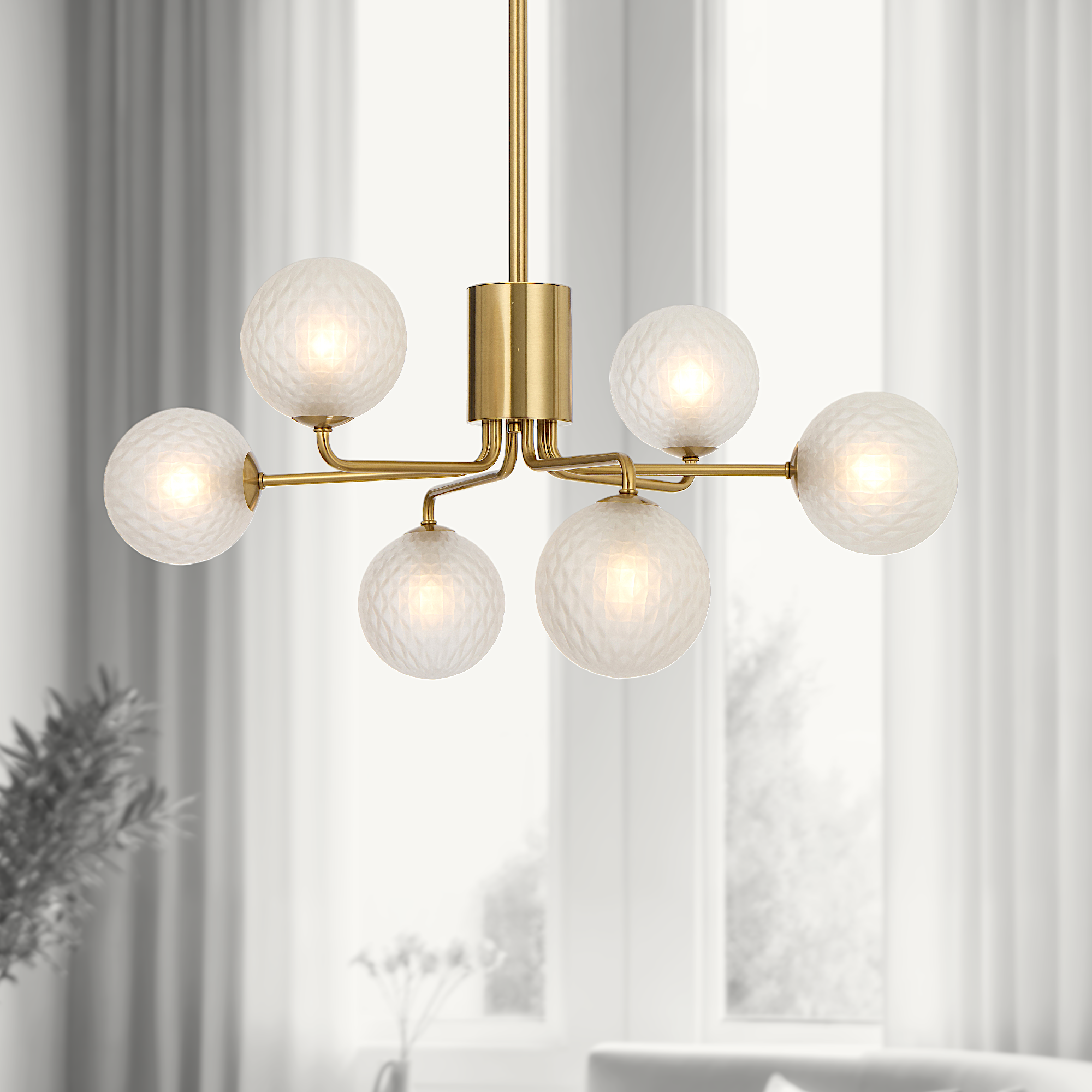 Felton 6 Light Pendant Antique Gold & Frost - FELTON PE06AGFRT