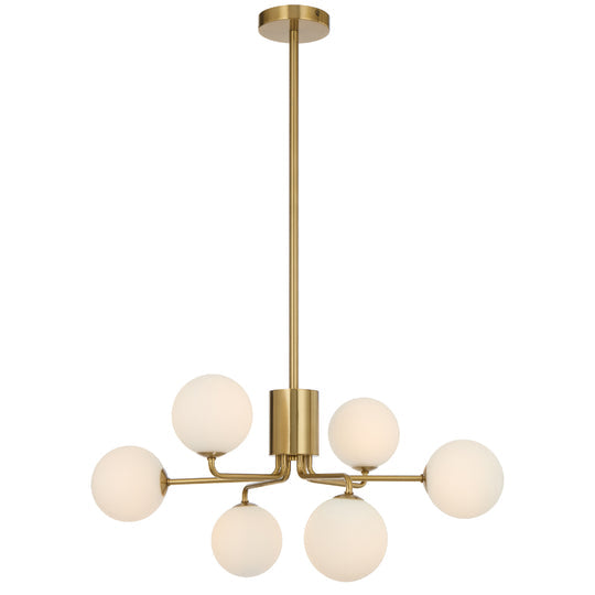 Felton 6 Light Pendant Antique Gold & Opal Matt - FELTON PE06AGOM