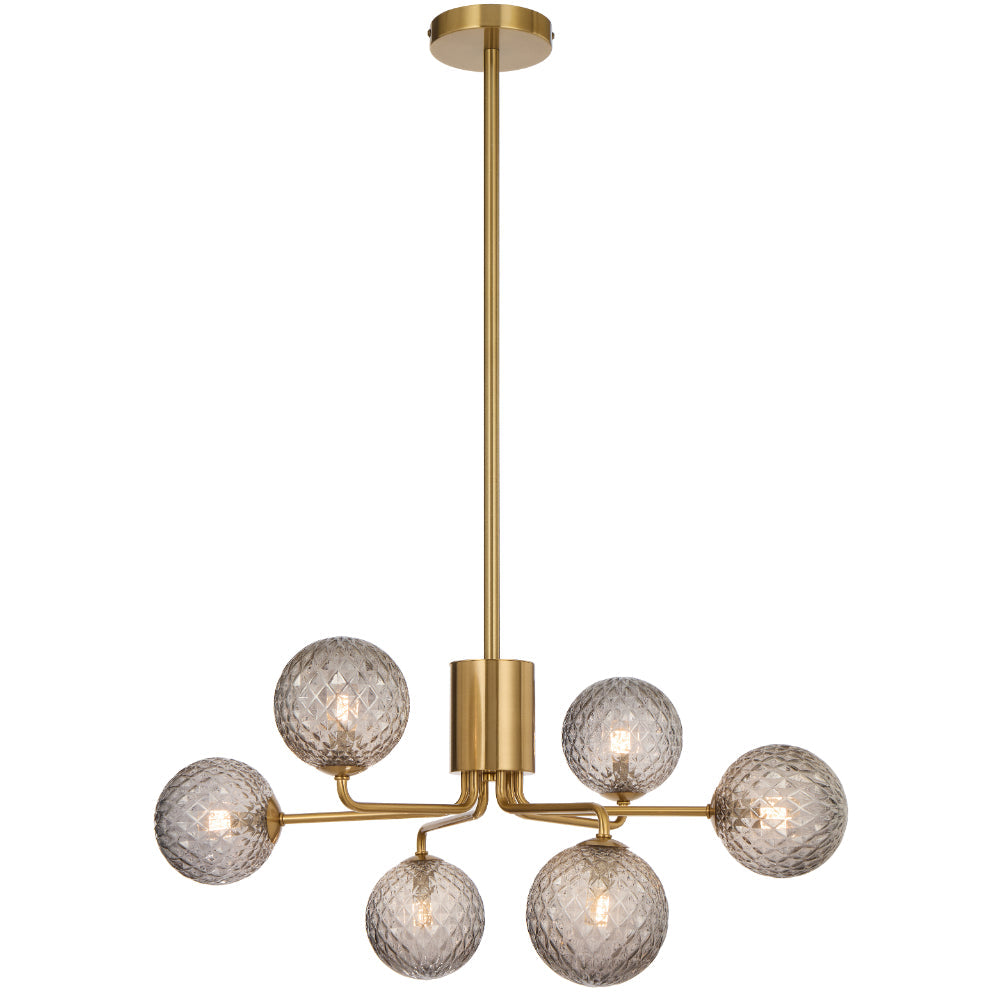 Felton 6 Light Pendant Antique Gold & Smoke Tear - FELTON PE06AGSMT