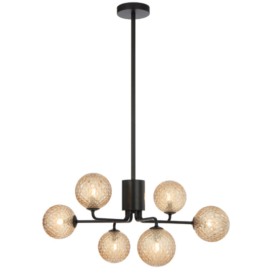 Felton 6 Light Pendant Black & Amber - FELTON PE06BKAMT