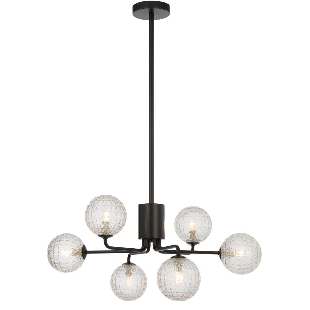 Felton 6 Light Pendant Black & Clear - FELTON PE06BKCLP