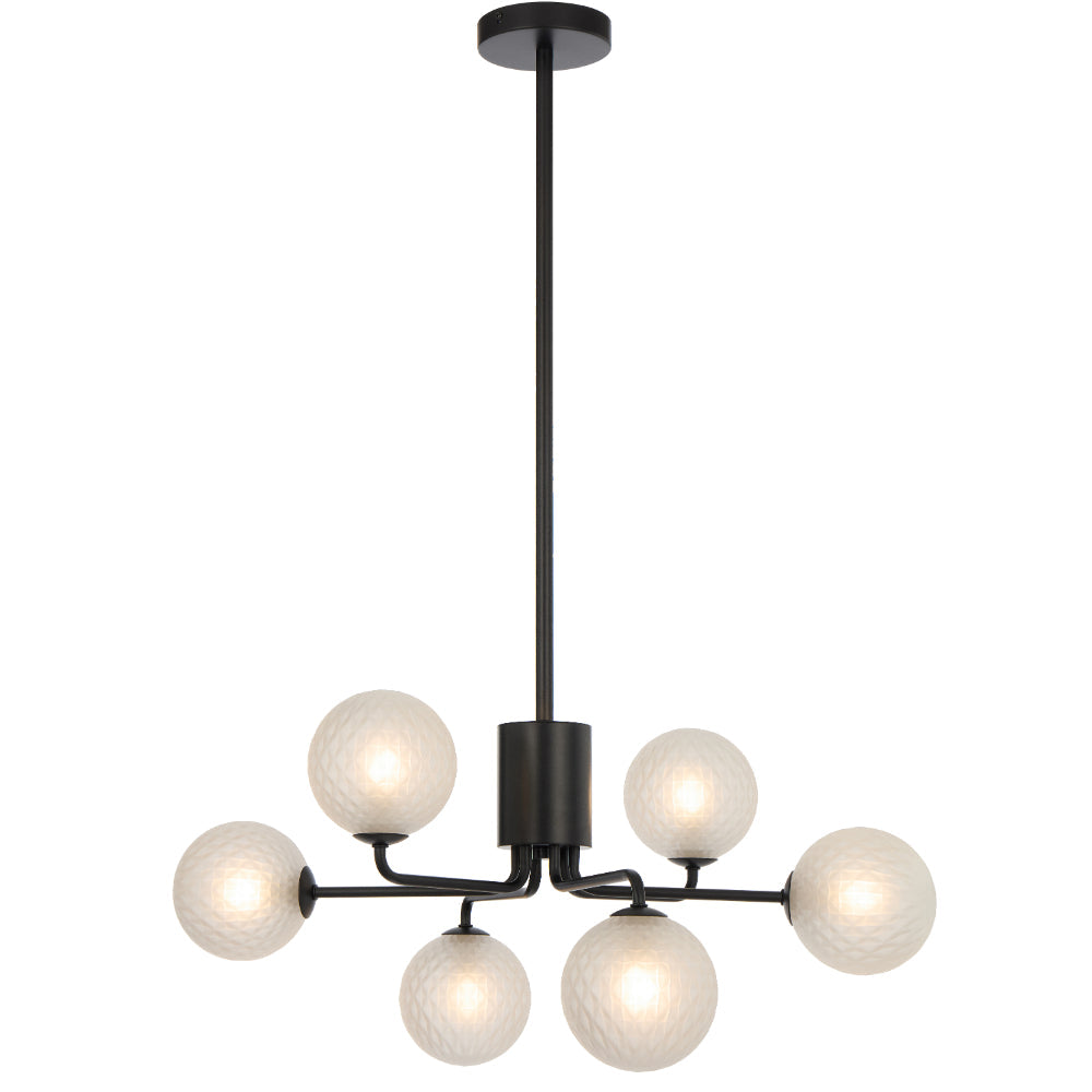 Felton 6 Light Pendant Black & Frost - FELTON PE06BKFRT