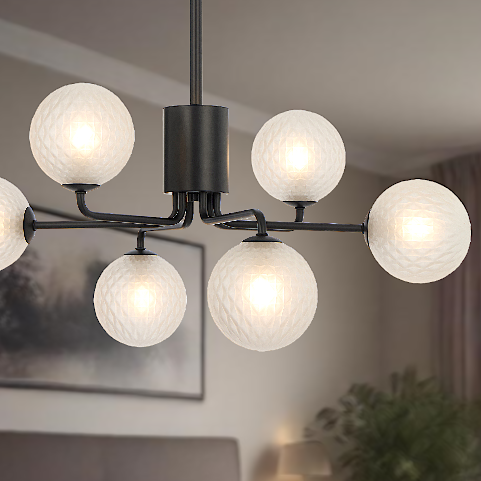 Felton 6 Light Pendant Black & Frost - FELTON PE06BKFRT