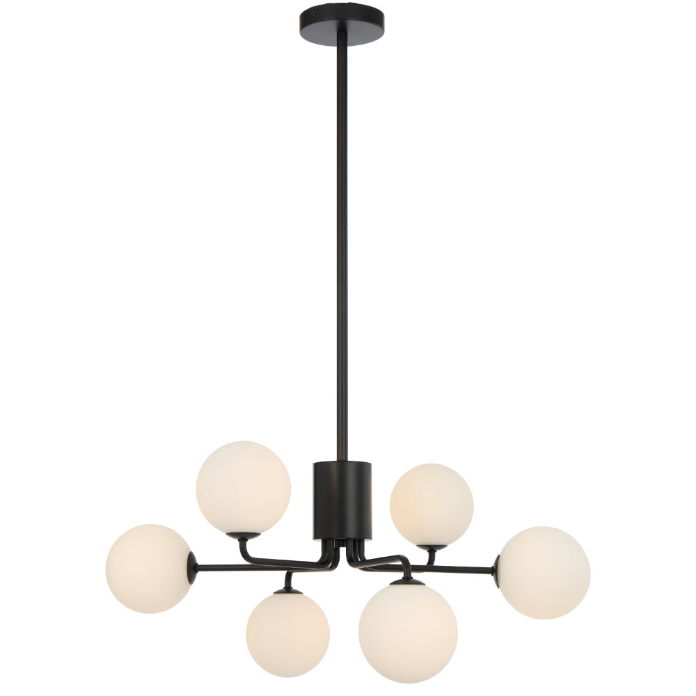 Felton 6 Light Pendant Black & Opal Matt - FELTON PE06BKOM