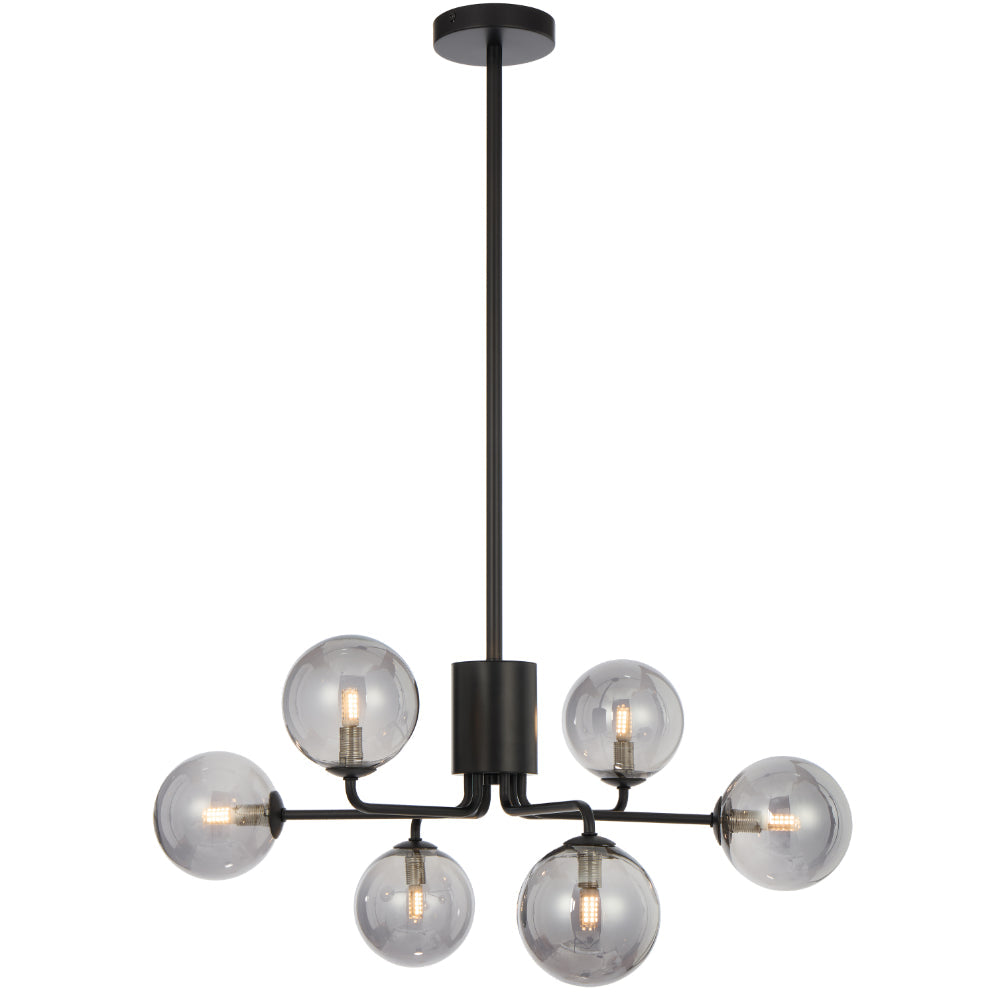 Felton 6 Light Pendant Black & Smoke - FELTON PE06BKSM