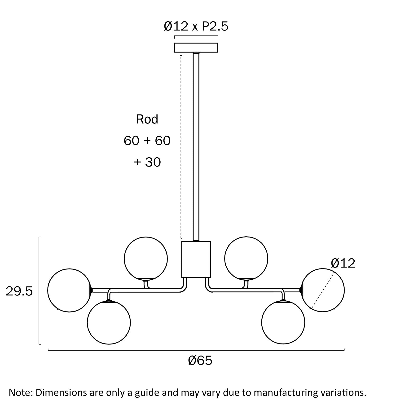 Felton 6 Light Pendant Antique Gold & Clear - FELTON PE06AGCLP