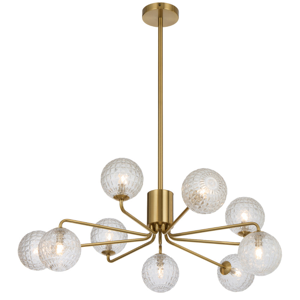 Felton 9 Light Pendant Antique Gold & Clear - FELTON PE09AGCLP