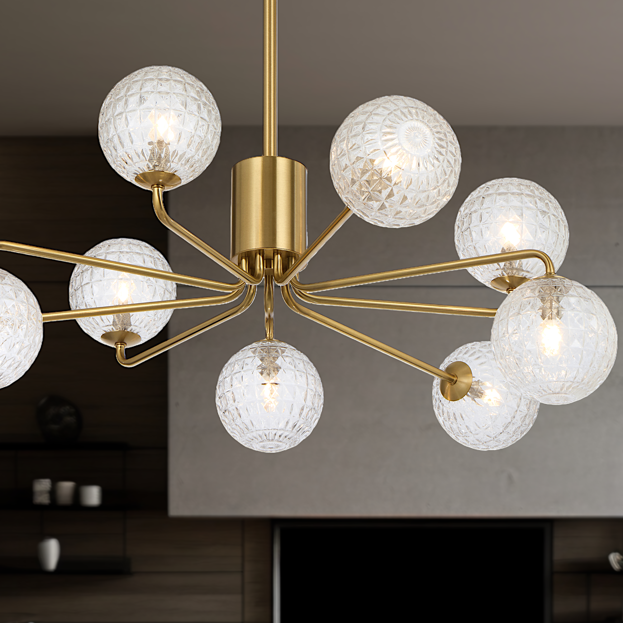 Felton 9 Light Pendant Antique Gold & Clear - FELTON PE09AGCLP