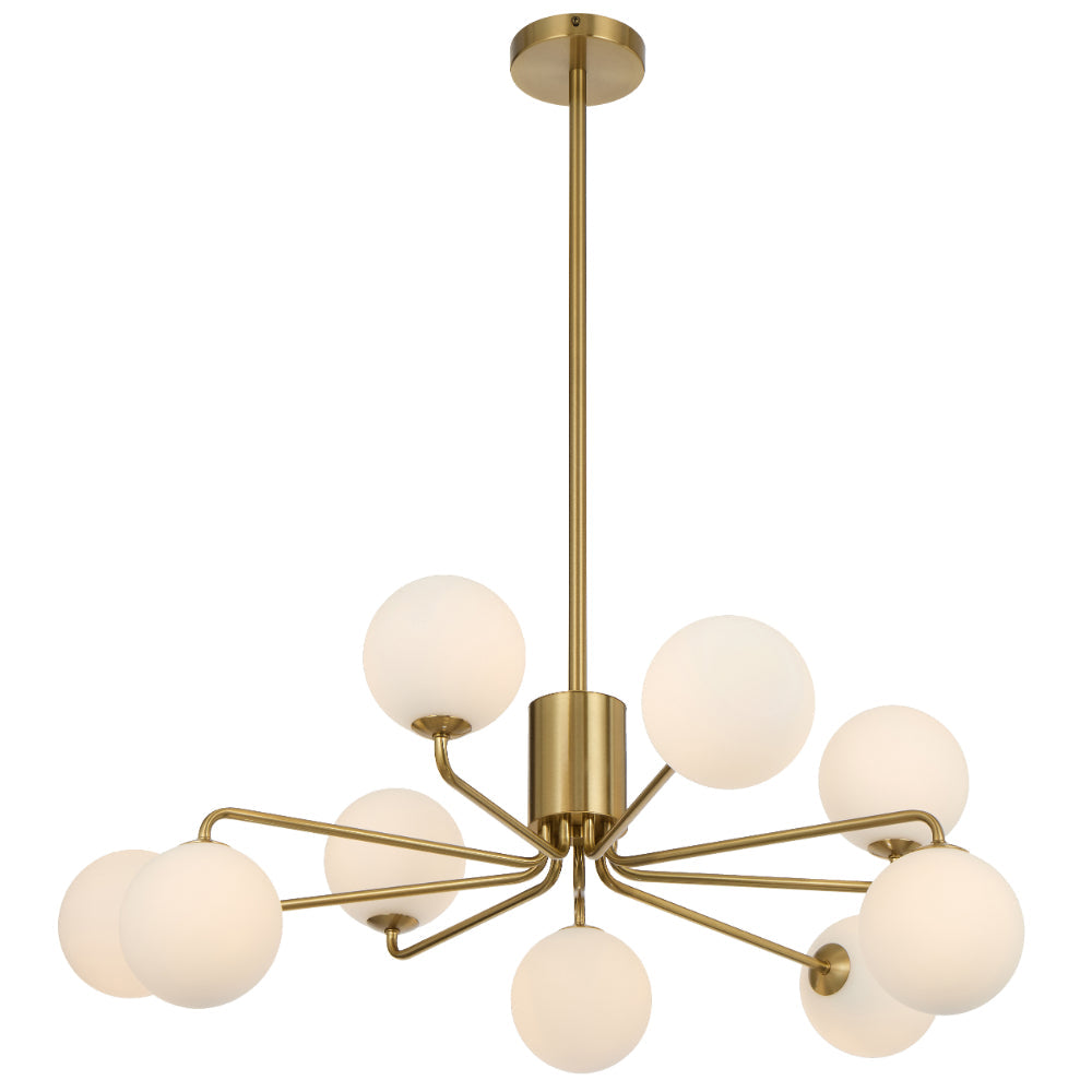 Felton 9 Light Pendant Antique Gold & Opal Matt - FELTON PE09AGOM