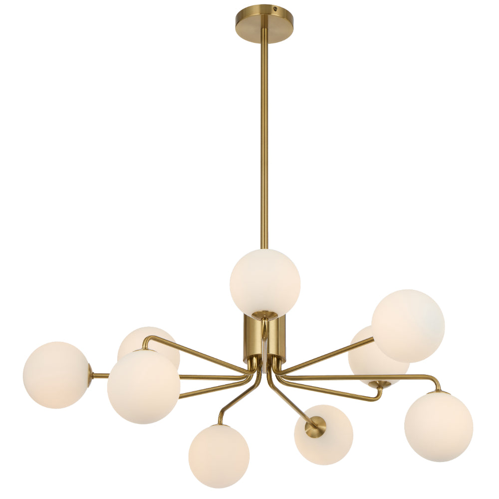 Felton 9 Light Pendant Antique Gold & Opal Matt - FELTON PE09AGOM