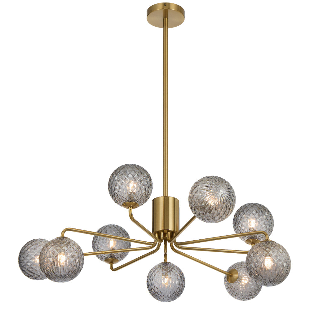 Felton 9 Light Pendant Antique Gold & Smoke Tear - FELTON PE09AGSMT